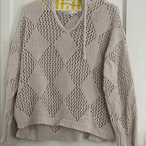 Nicole Miller Cream V-Neck Sweater